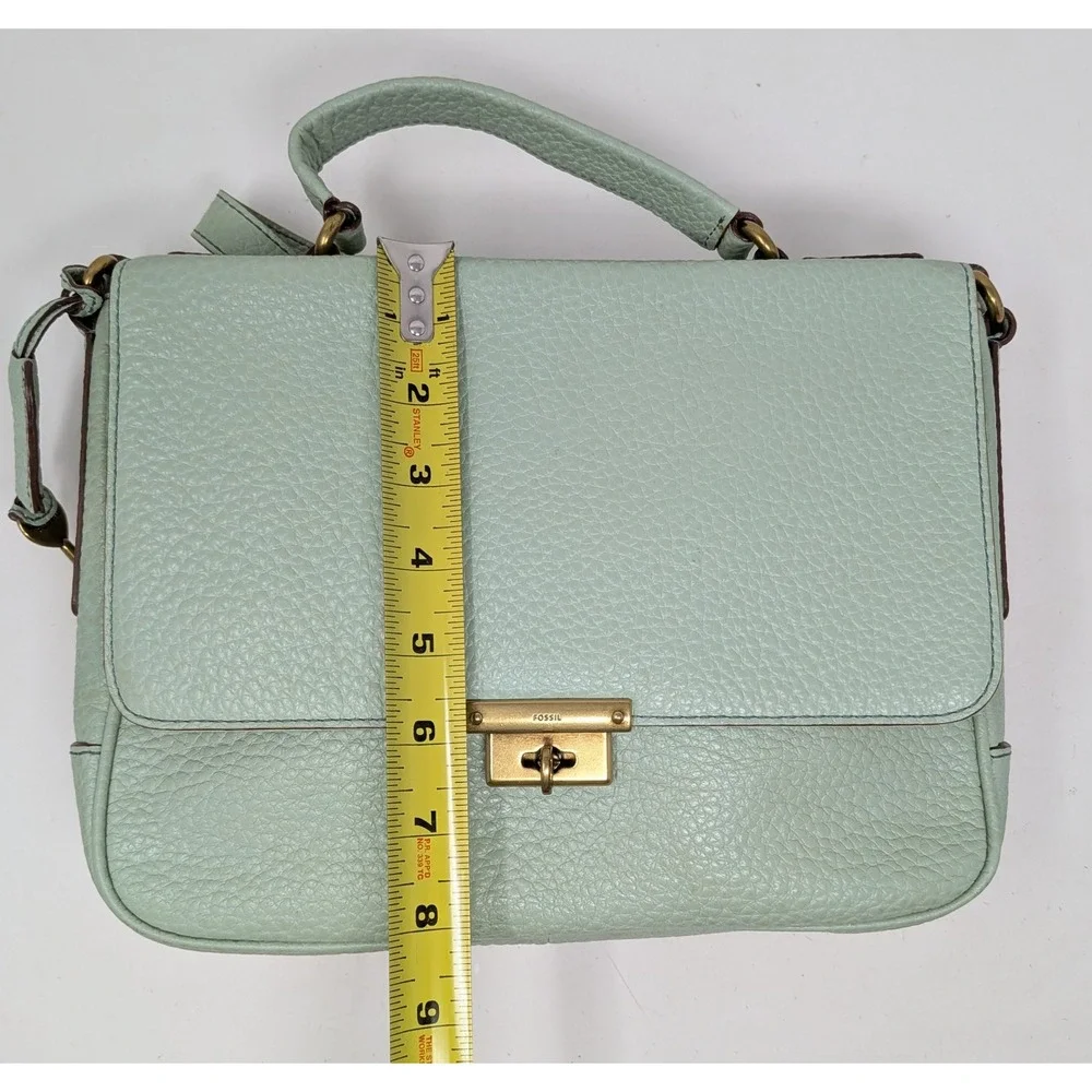 Fossil Memoir Flap Seafoam Mint Green Leather Crossbody Satchel Bag ZB5413 Dust